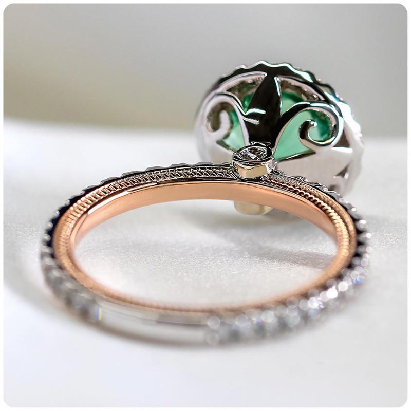 Sterling  Green Stone Women Wedding Rings Micro Paved Crystal Zircon Noble Gift Lady Engagement Ring Classic Jewelry