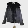 Women's Oversized Denim Jacket with Large Fur Collar, Thick Cotton, Plus Velvet, Autumn/Winter 2025, Korean Style.