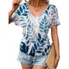 Dámské módní tričko s krátkým rukávem a výstřihem do V s 3D potiskem, letní pohodlné sportovní topy