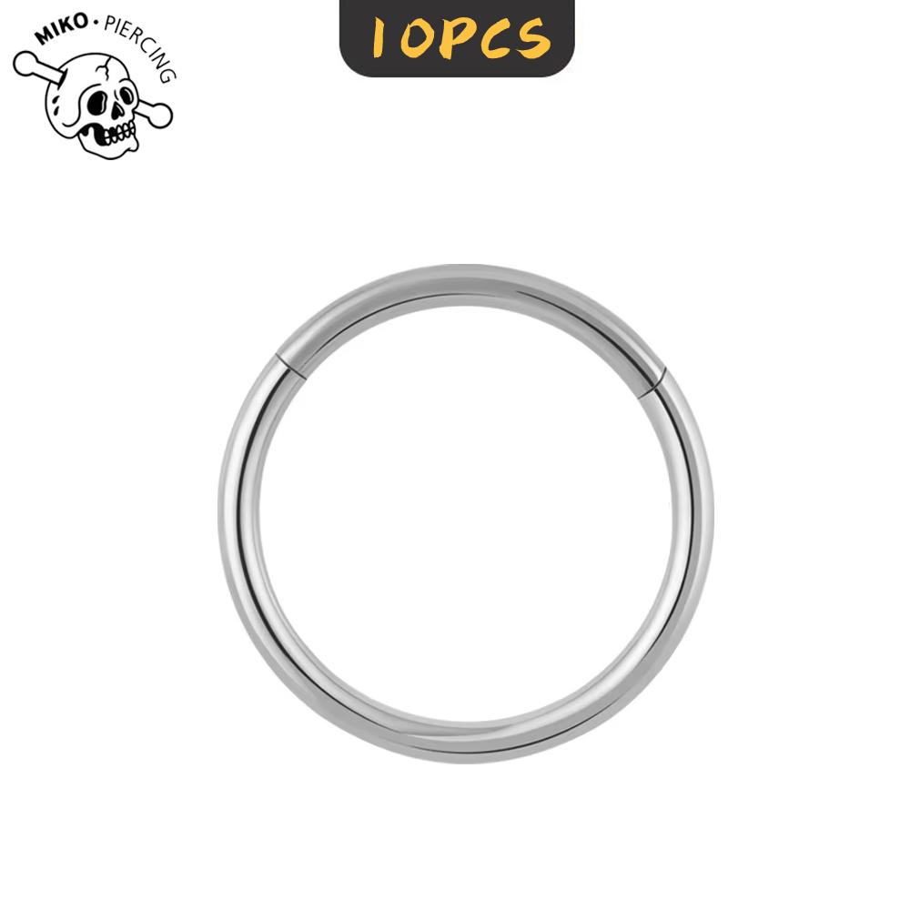 10/50PCS G23 Titanium Nose Ring 16G 18G 20G Hinged Clicker Segment Septum Hoop Women Men Ear Cartilage Earring Piercing Jewelry 16G 1.2x6mm