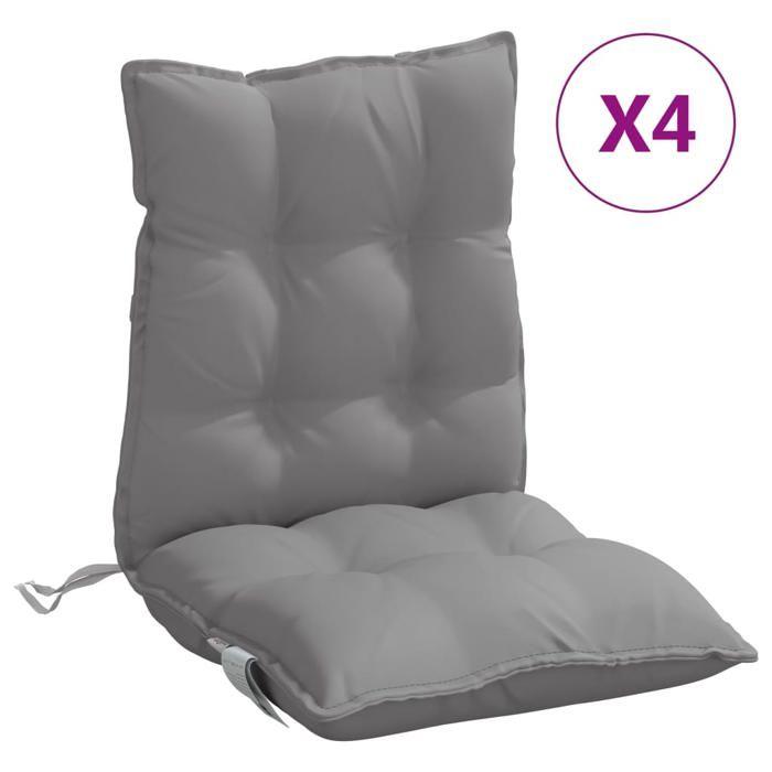 VidaXL Lot de 4 Coussins de Chaise à Dossier Bas, Galette de Siège Imperméable, Coussin d'Extérieur Anti-glissement Jardin 377675