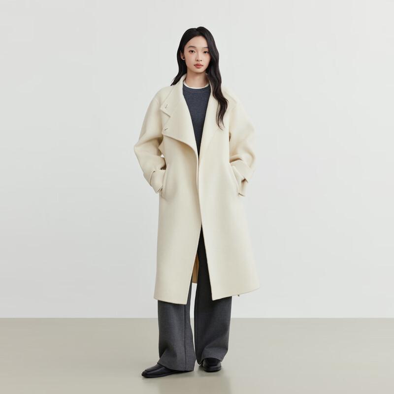 Elva' Island Minimalistischer, doppelseitiger Wollmantel für Damen