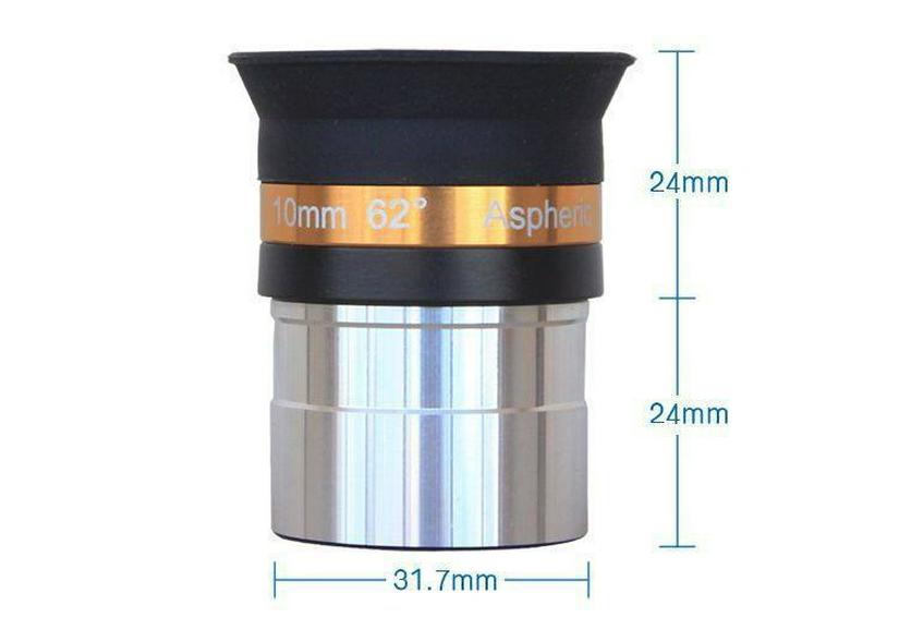 1.25-Inch HD Aspheric Wide-Angle Eyepiece (4-10-23mm, 62°) for Astronomical Telescopes