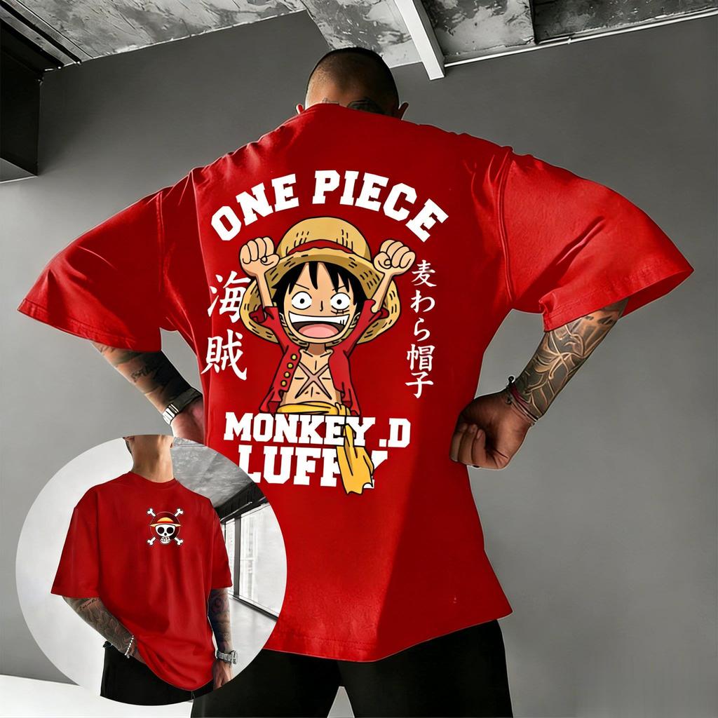 Bandai One Piece Luffy Print Kurzarm Locker Herren und Damen Sommer Pendeln Atmungsaktiv Sport Baumwolle T-Shirt 2026