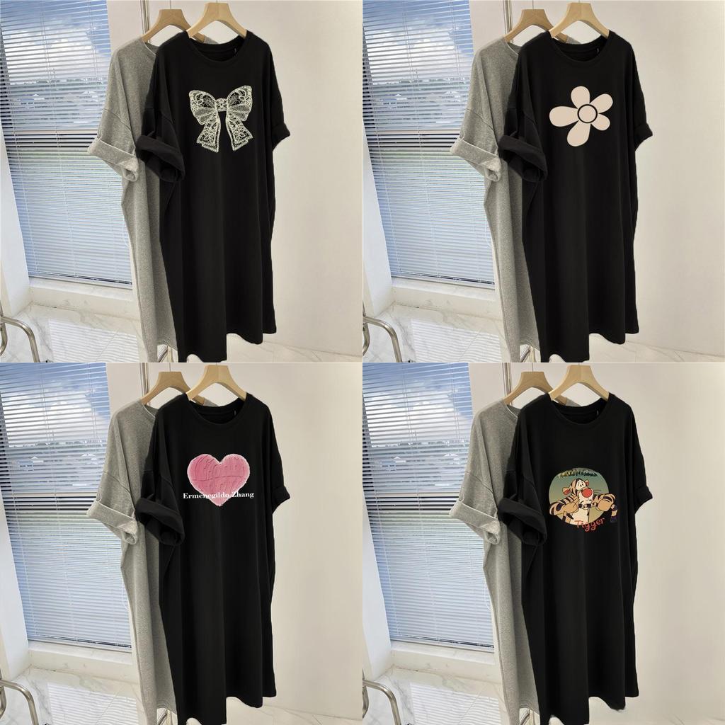 Summer Cartoon Pattern T Shirt Dress With Relaxed Fit For Casual Women