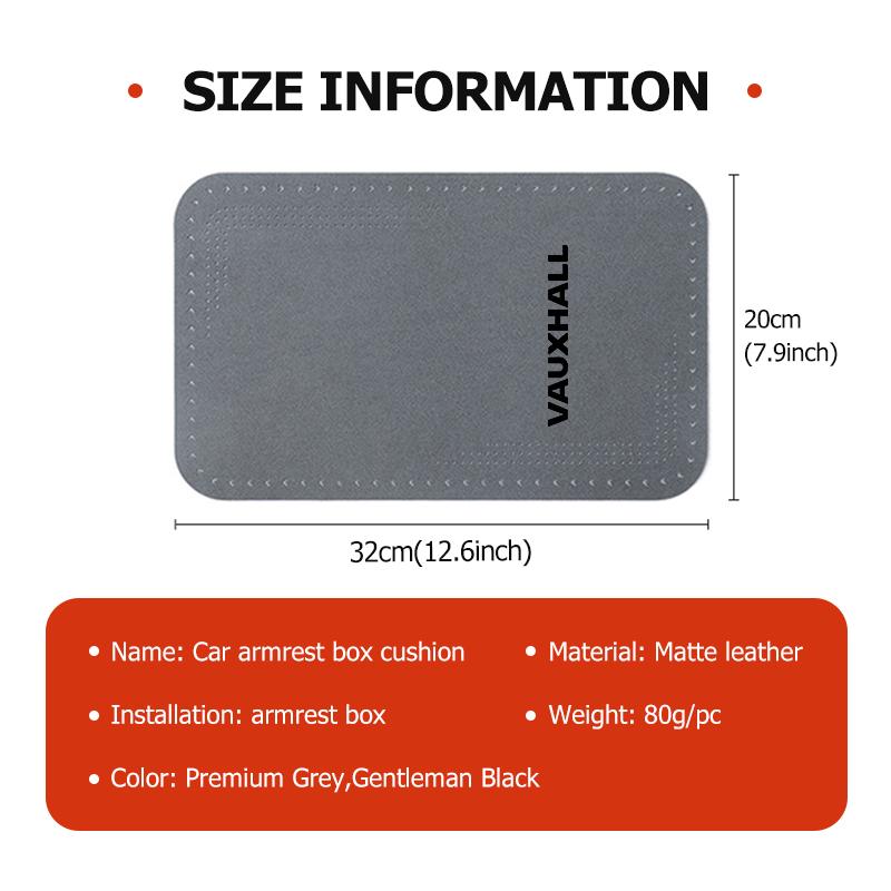 For Vauxhall Breathable Leather Car Logo Armrest Box Cover Central Armrest Protective Pad Tigra Corsa VXR Astra D G J H Zafira