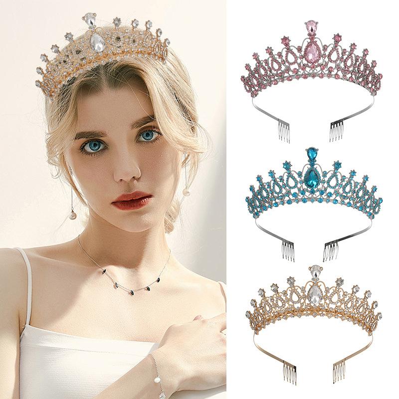 Bride's Crown Headwear Alloy Rhinestone Hair Band Wedding Crown Birthday Hair Accessory Style Headband Accessory