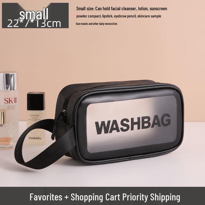 Waterproof Portable Makeup Organizer - Large Capacity PU Clear Toiletry Travel Bag