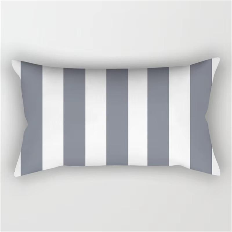Patchwork Grey Geometric Pattern Print Decoration Bedroom Living Room Office Waist Support Home Rectangular Pillowcase