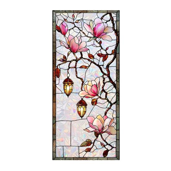 Yousheng Begonia Folia Prywatności na Okno Naklejka Statyczna na Szybę Nieprzezroczysta Retro Kolor Tekstura Statyczna Bez Kleju Łatwa w Pielęgnacji Dekoracja do Domu Łazienki