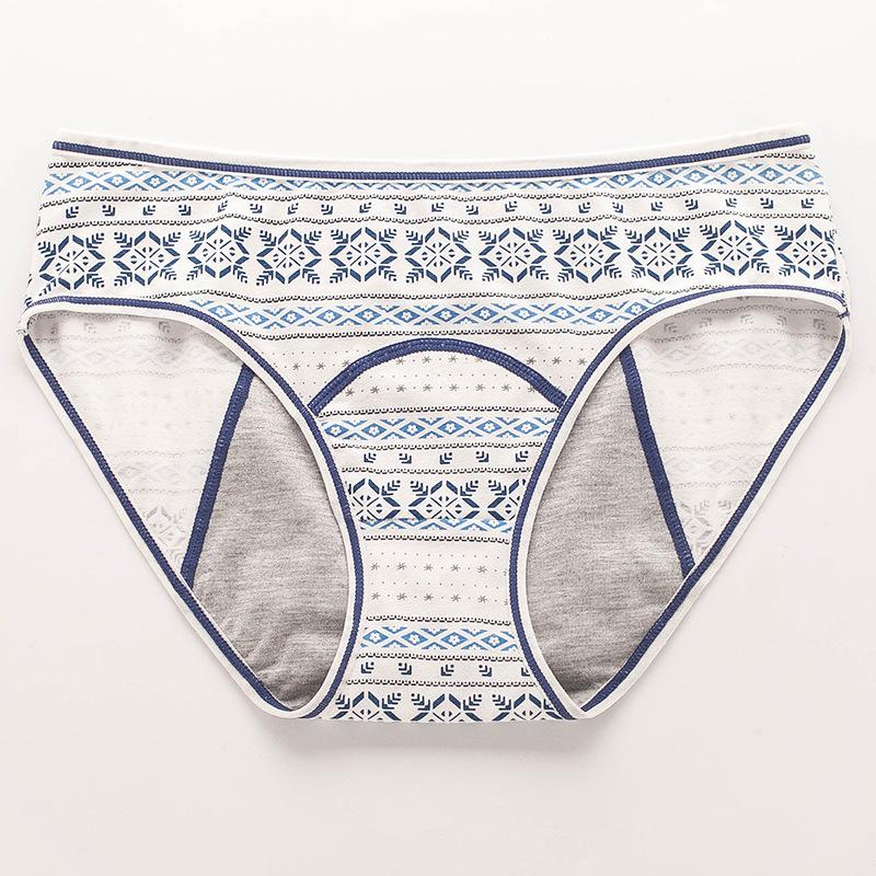 Small Floral Mid Waist Briefs Menstrual Underwear Front and Back Leak Proof Plus Size Physiological Pants for Women Panties
