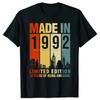 Tillverkad 1992 Födelsedagspresenter 32-åring 32:a Födelsedagspresent T-shirt Herr Tryckt T-shirt Mode Kortärmad Jubileumstoppar