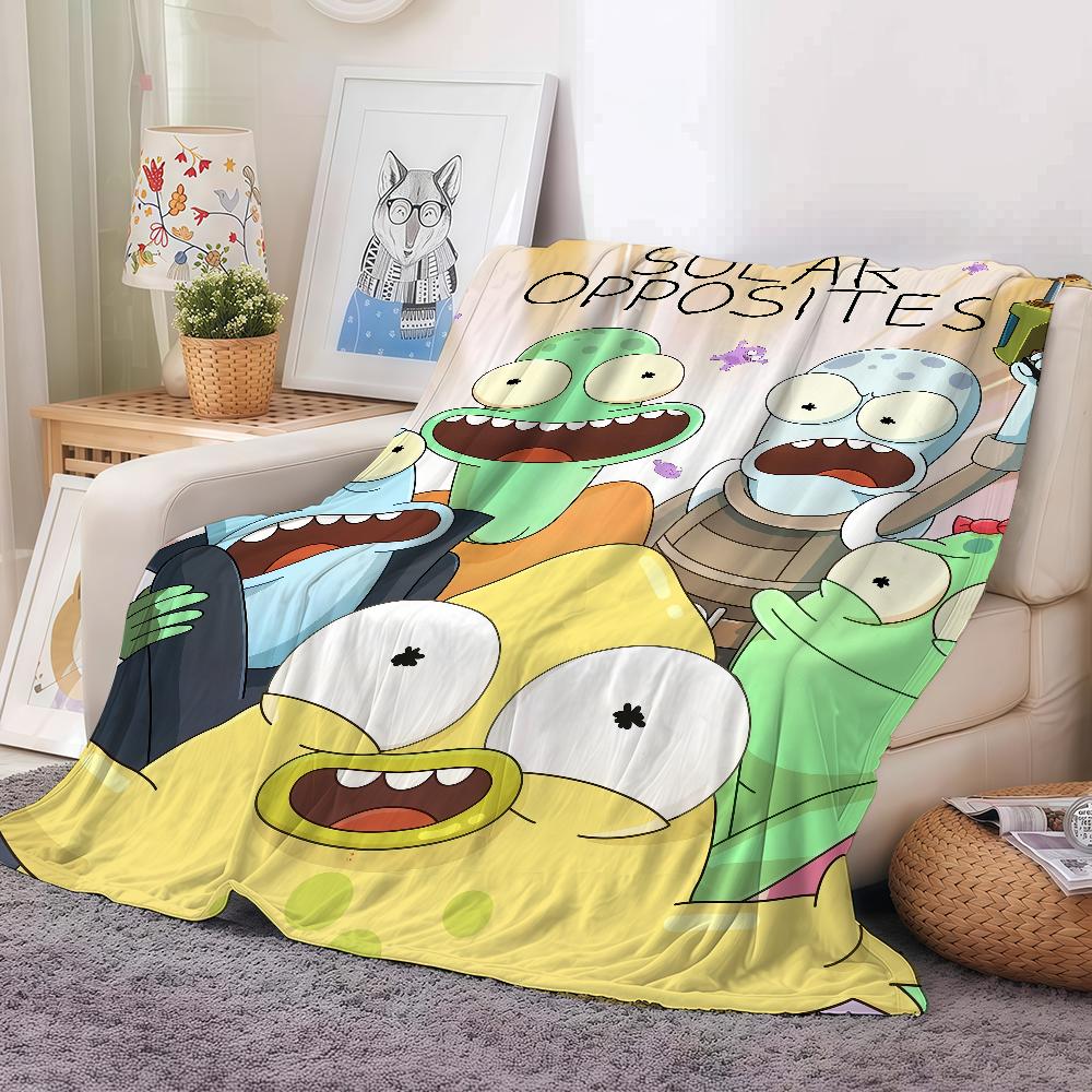 Couverture Solaire Opposés de Dessin Animé Douce et Agréable pour la Peau pour Canapé Lit Sieste Couvre-lit Couette Toutes Saisons
