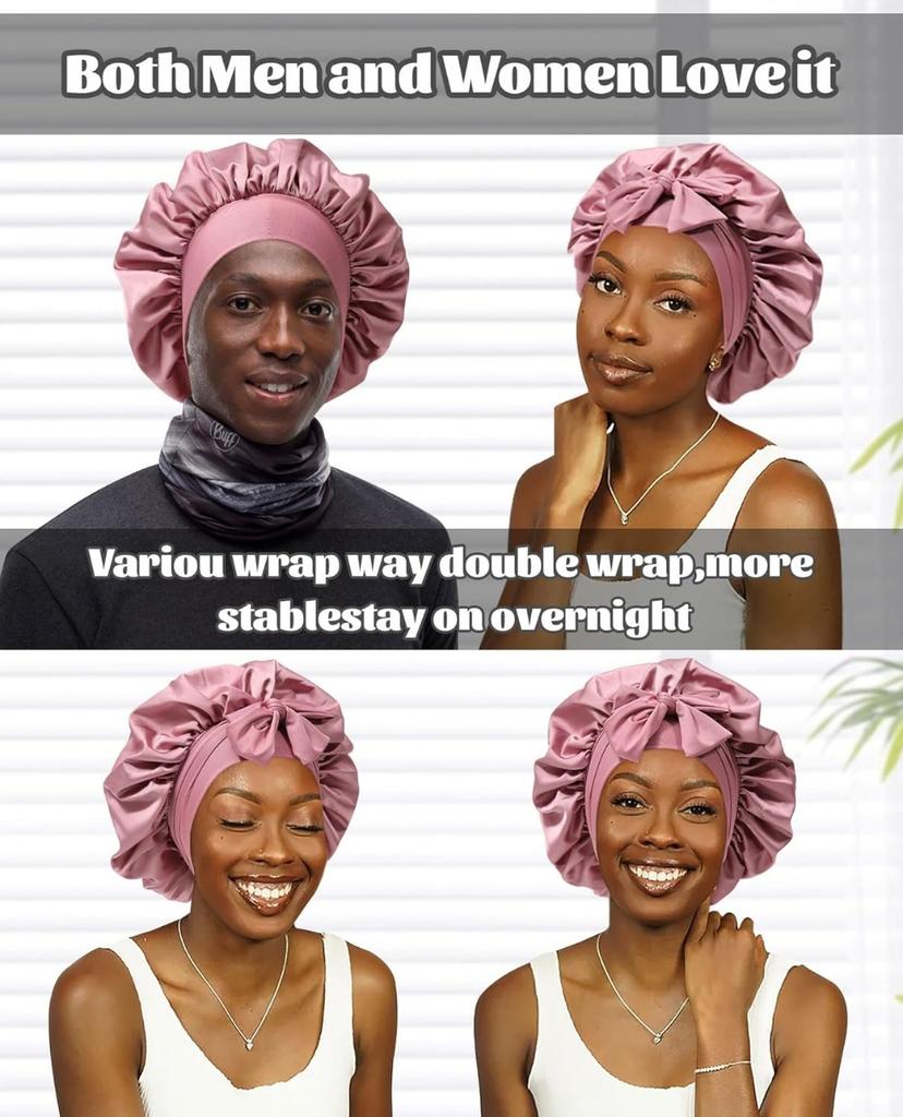 Double Layer Satin Hair Cap for Sleeping Bonnets for Women Round Haircare Women Headwear Night Hat Reversible Head Cover