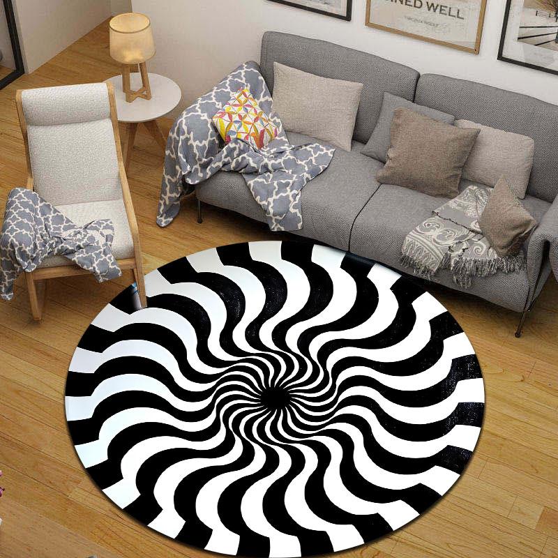 Cozy Round Gothic Multicolor Accent Rug, Non-Slip Floor Mat for Dining Room
