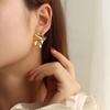 Dongdaemun Pleated Textured Earrings In 18K Gold-Plated Titanium Steel