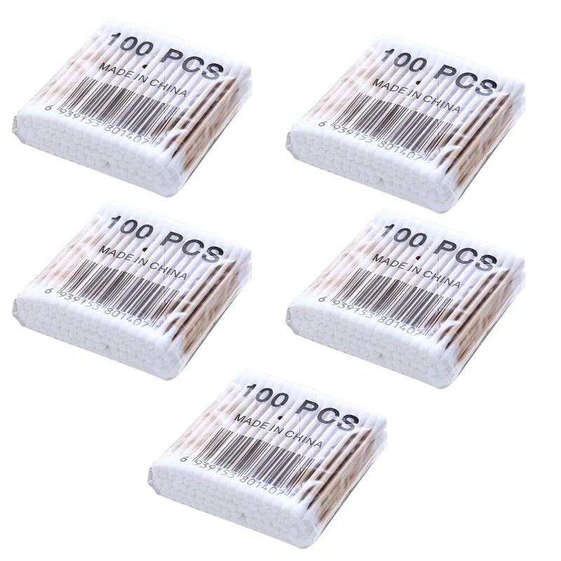 100/500/1000 Stück Doppelseitige Einweg-Make-up-Wattestäbchen Weiche Wattestäbchen für Medizinische Holzstäbchen Nase Ohren Reinigungsgeräte