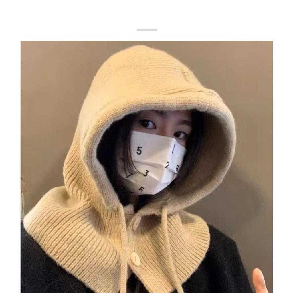 Windproof Hat, Button, Shawl Hat, Windproof Hat, Ear Protection Hat, Thermal Hat, Pullover Hat, Knitted Hat