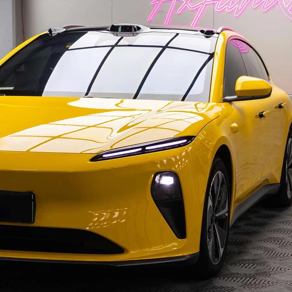 

High Brightness Dark Yellow Car Wrapping Film Car Sticker Vinyl Film PET Auto Decal Bubble Free Car Accessories Decoration 50x152cm