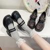 Hot Wind Thick Heel Mary Jane Shoes Women's Summer New Versatile Silver Bow Commuter Light Mouth Single Shoes