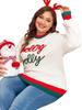 2025 Winter Plus Size Women's Color Block Thick Sweater - European American Fashion Round Neck Pullover