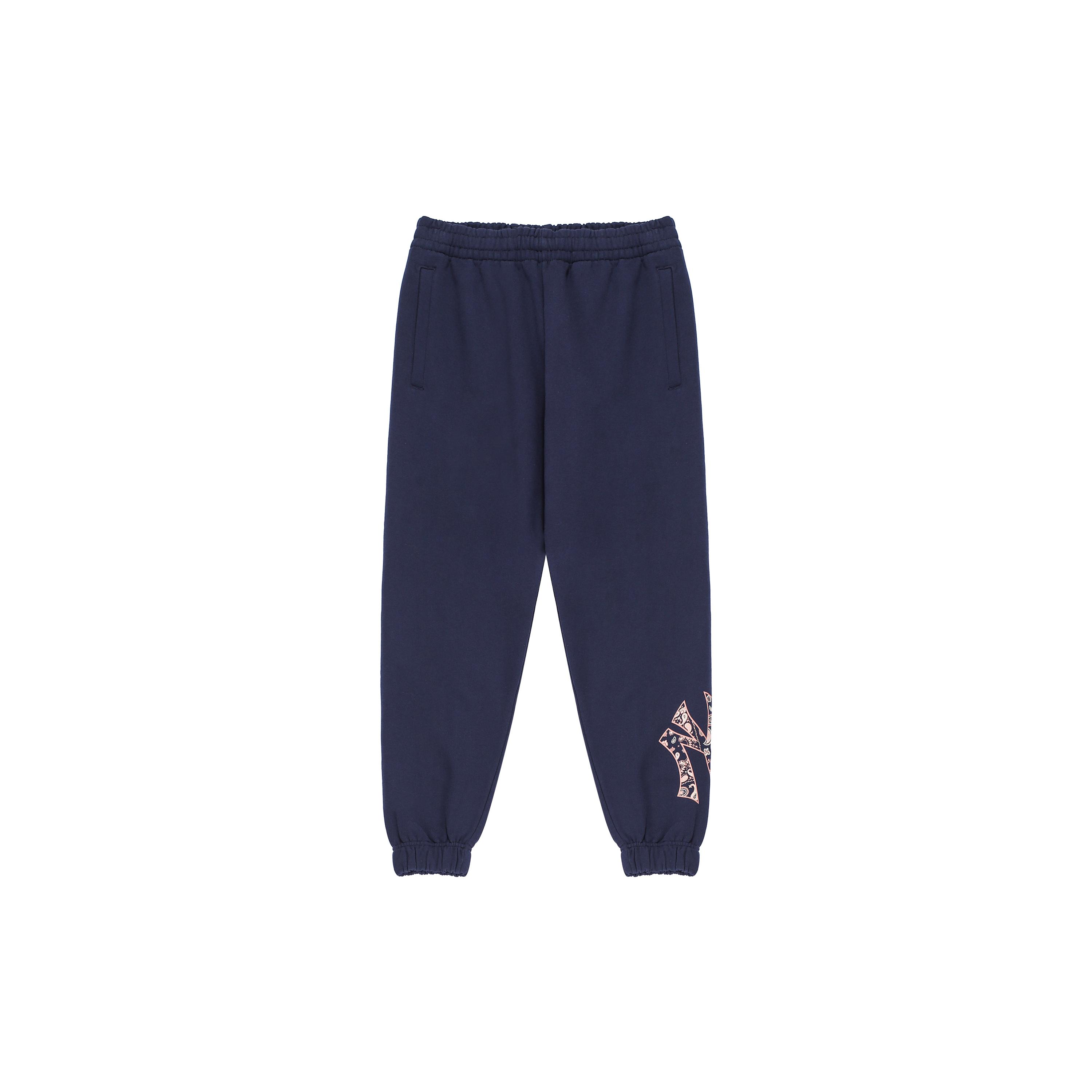 MLB Knitted Sweatpants Unisex Navy Blue Moderate Cuffed Pants 3APTI0126-50NYD XS