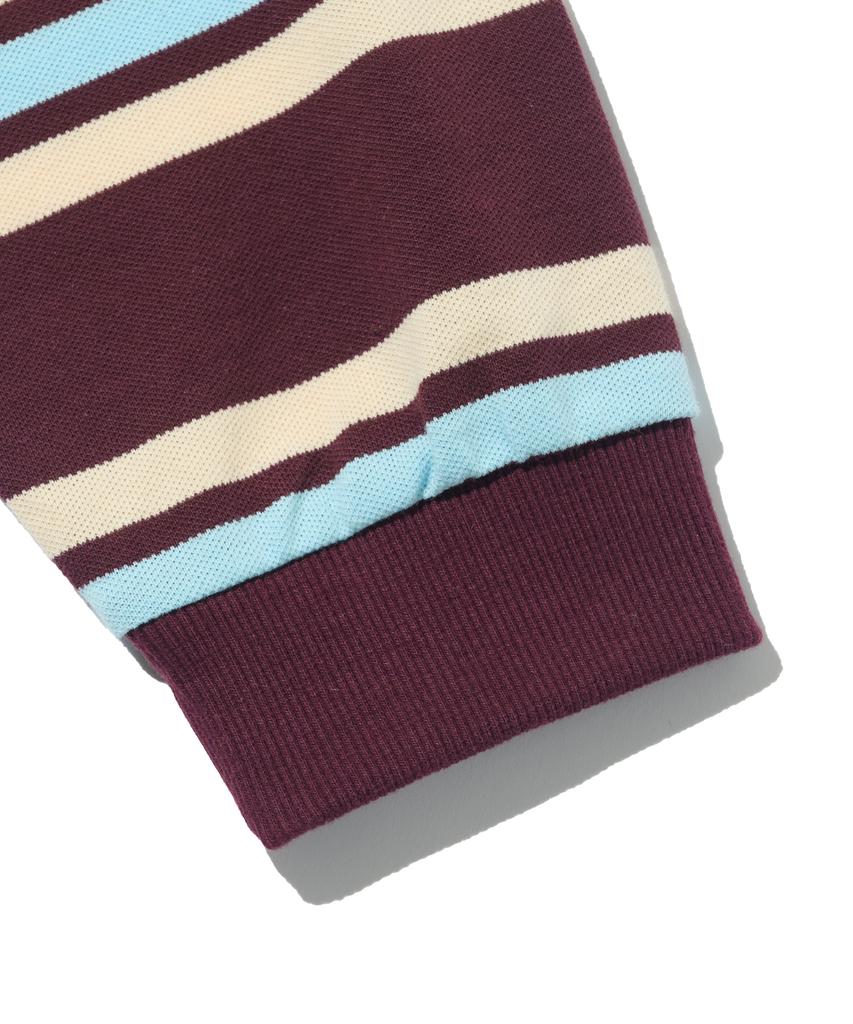 TAILOR STUDIO Multi-Stripe Collared T-Shirt (Wine)