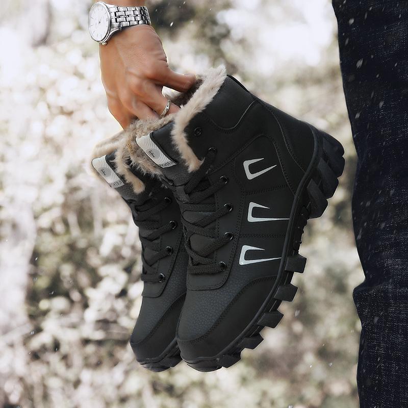 Winter Velvet Warm Couple Snow Boots Large Size Shoes Outdoor Cotton Shoes Casual High-top Boots Sneakers Men