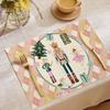 Sturdy Hemmed Table Linens Christmas Mat, Heat-Resistant Faux Linen Placemat, Non-Slip Heat Resistant Pads Washable for Holiday Dining Party Decor Non