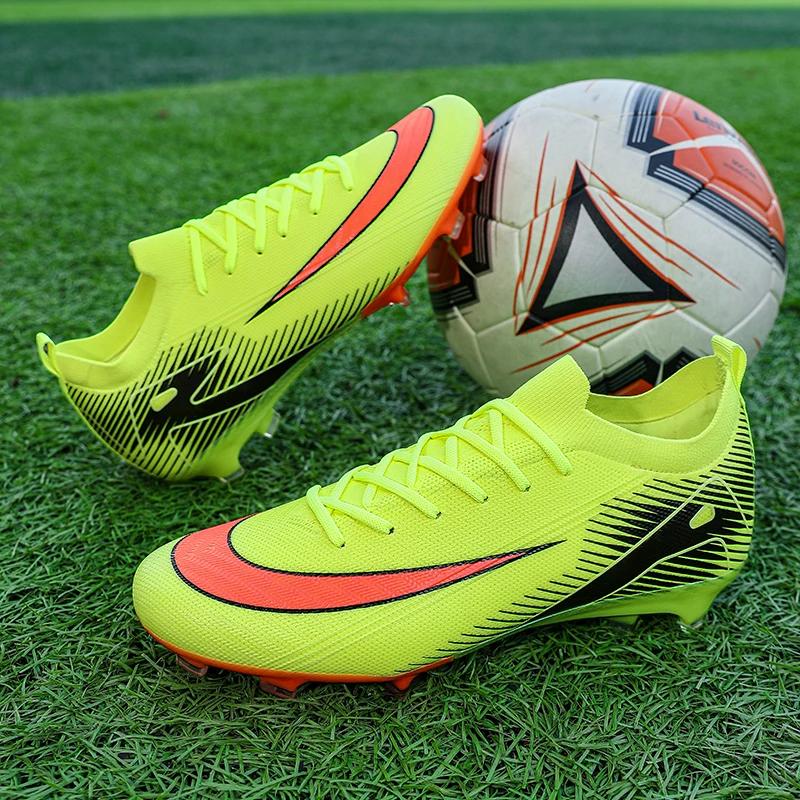 New Men Soccer Shoes Fg Non-Slip Soccer Cleats Football Boots Training Shoes Long Spikes Ultralight Outdoor Drop Shipping