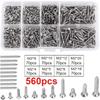 560Pcs Carbon Steel Self Tapping Screws Fully Threaded Screw Assortment Furniture Repair