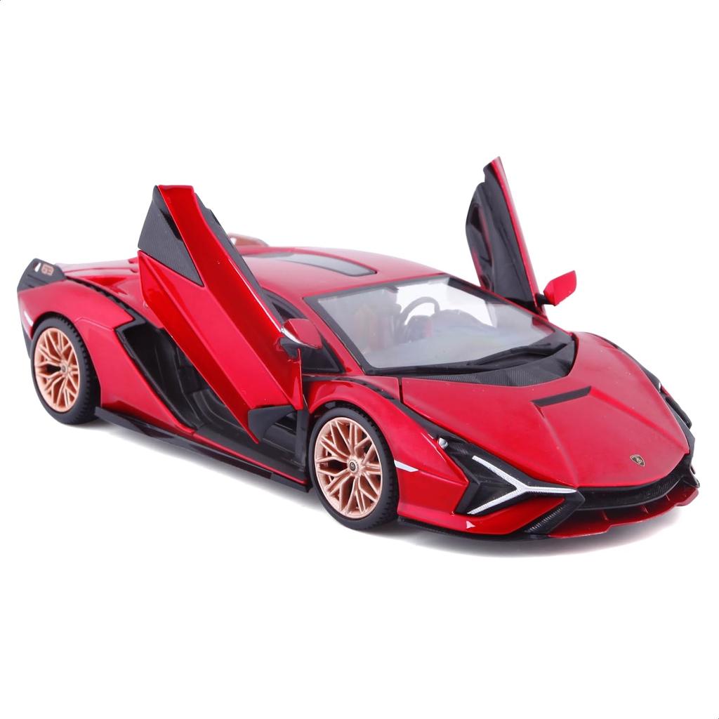 Bburago 1/25 Scale Lamborghini Sián FKP 37 2019 Red / Diecast Model Car, Finished Product, 18-21099 RD