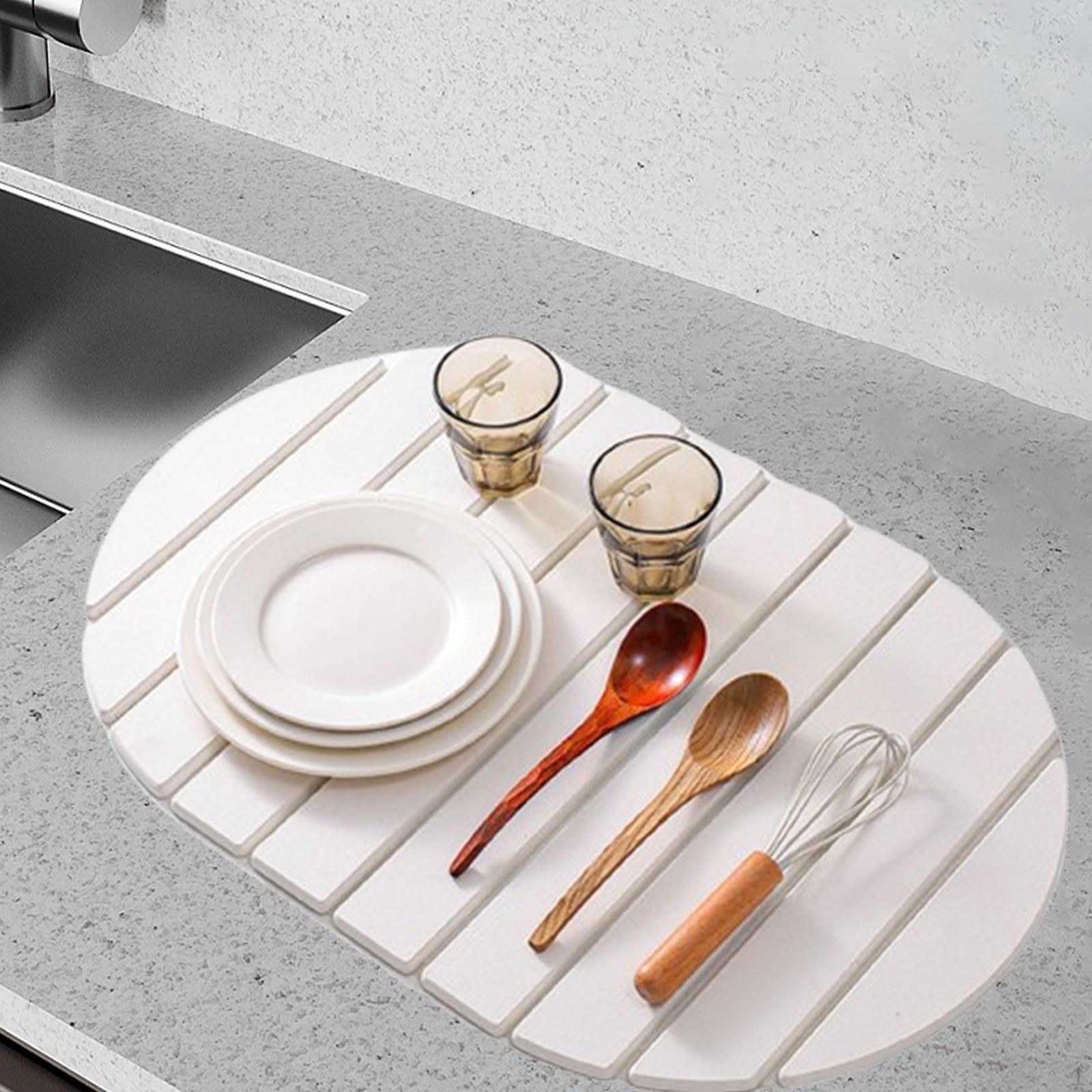 

Коврик для сушки посуды Диатомитовый коврик A 60x39 см Кухонная стойка для кофейного бара белый