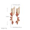 New Red Natural Zircon Drop Earrings For Women  Rose Gold Ethnic Bride Earrings High Quality Daily Fine Vintage Jewelry