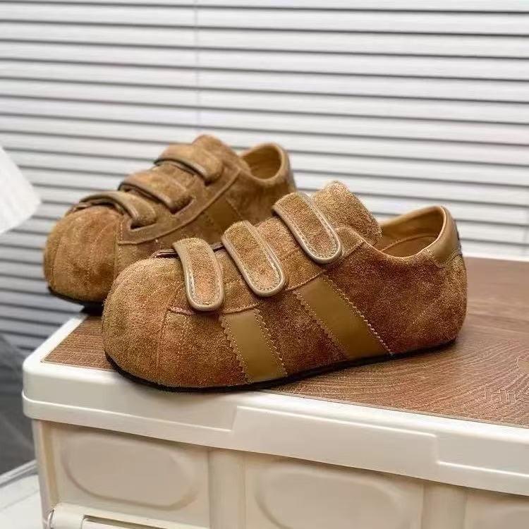 Platform shell head board shoes women's 2025 new autumn stupid big head bread shoes versatile flat bottom casual women's shoes