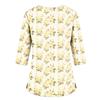 Women's Floral Print V-Neck Scrub Top with Pockets, 3/4 Sleeves and Side Slits for Uniform
