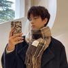 Men's Winter Unisex Plaid Shawl - Korean Style Versatile & Warm Scarf for Students & Couples