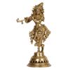 Pure Brass Krishna Idol, Flute Playing Krishna Statue For Home Decor - 10 Inch