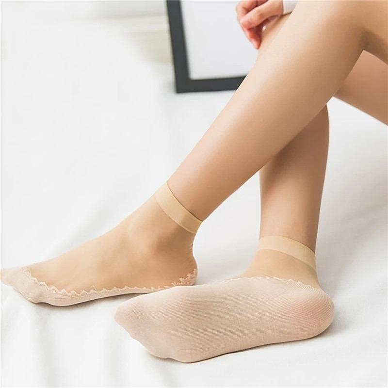 10pairs Womens Anti-Slip Socks ,Sweat Absorbing Cotton Bottom Velvet Socks, Ultrathin Breathable Summer Autumn Casual Sock