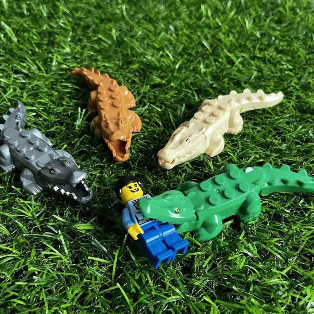 Animal Shark Cattle Crocodile Dinosaur Tiger Bear City Zoo Parts Playmobil MOC Figures Compatible Building Block Brick Mini Toys
