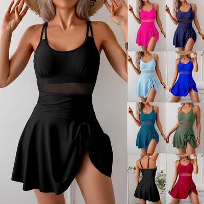 Fato de Banho Cavado Sem Costas para Férias na Praia Fato de Banho Fato de Banho de Uma Peça Fato de Banho Feminino para Senhoras Saia Costura Fina em uma Variedade de Cores Moda Praia