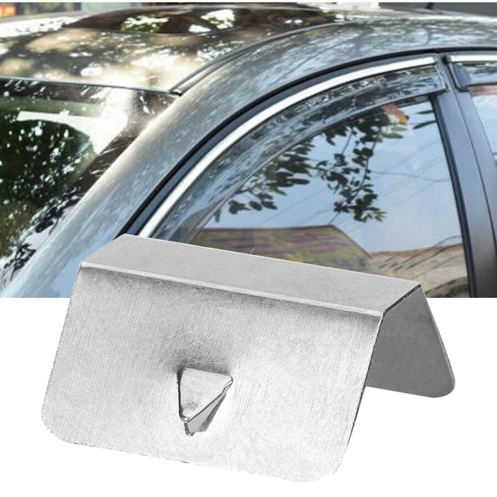 Universal Car Wind Rain Deflector Channel Stainless Steel Fixing Retaining Clips Set