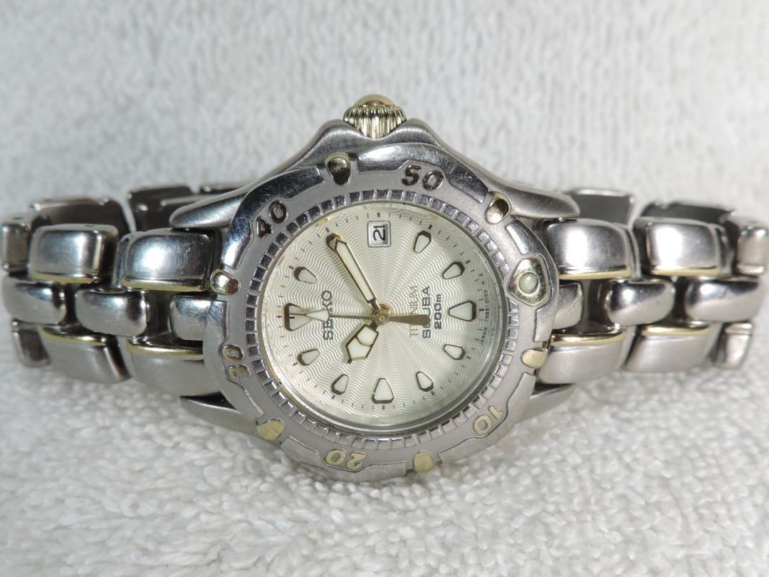 

[Б/У] Женские титановые часы для дайвинга SEIKO, водонепроницаемость 200 м, заменена батарейка, рабочие
