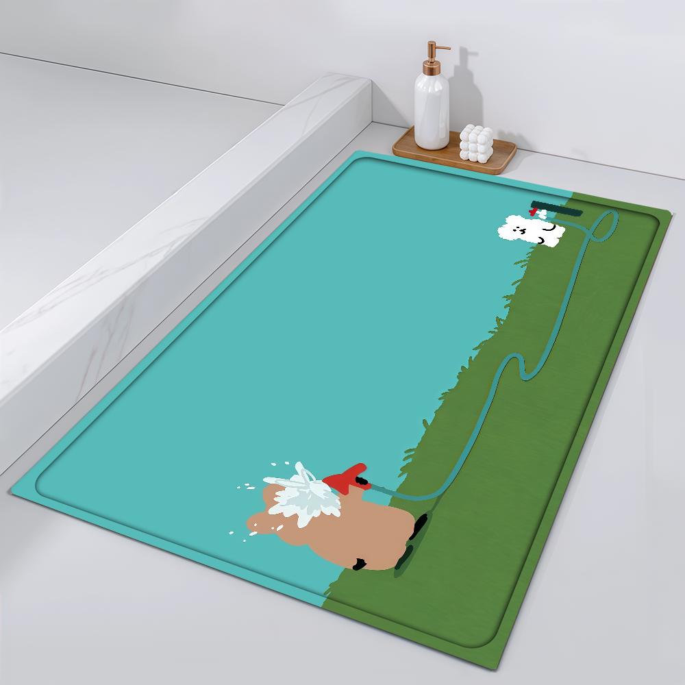 

Door D-Dinotaeng Mat Bedside Entrance Bath Floor Funny Decoration Cute Corridor Door Mat Carpet Living Room Balcony 40cm x 60cm
