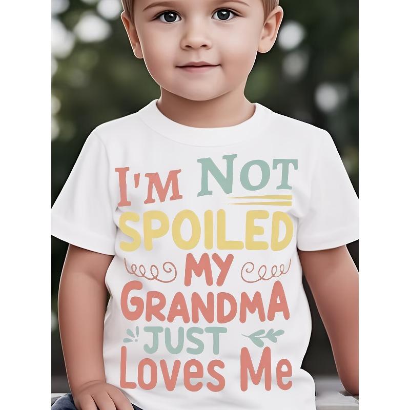 European sizesCute Soft Polyester Graphic T-Shirt - Youngsters' "I'm Not Spoiled" | Casual Round Neck Short Sleeve Tee for Boys,