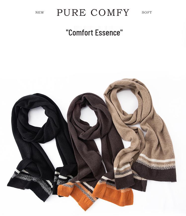 Autumn/Winter Women's Pure Cashmere Color Block Loose Knit Scarf