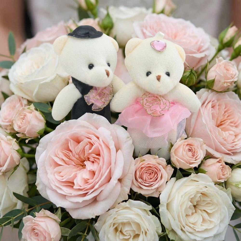 12pcs/bag Cartoon Mini Bear Flower Bouquet Plush Doll Cartoon Bouquet Doll  Valentine's Day