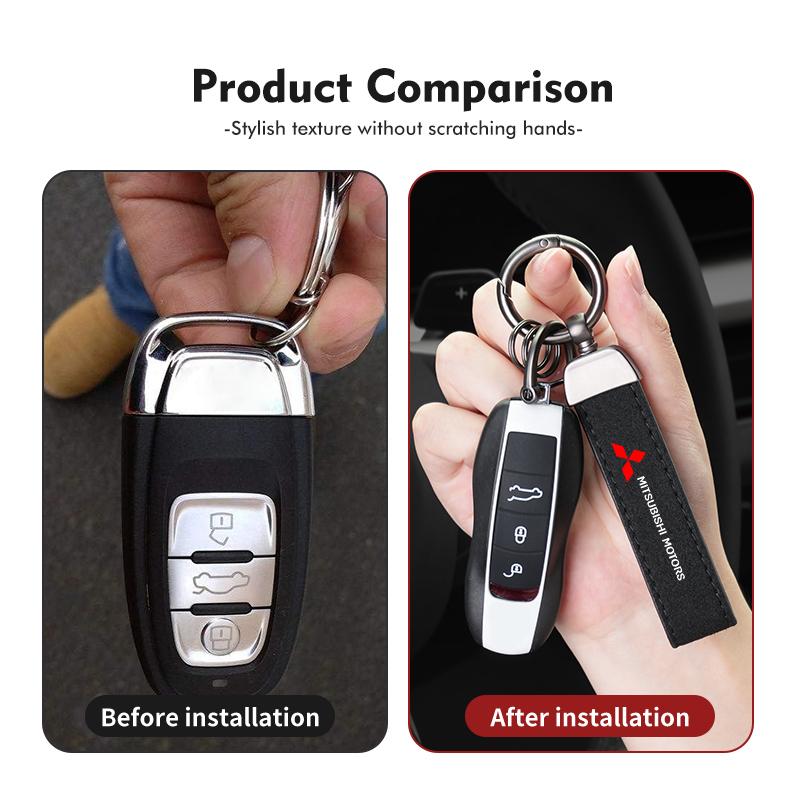 Car Keychain Suede Leather Lanyard Key Chain Acesssories For Mitsubishi Outlander Lancer Cross Colt Xpander Mirage Attrage WJ4