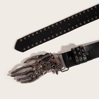 Gothic Punk Leather Y2k Belt For Women Men Metal Buckle Waist Strap Designer Luxury Female Jeans Trouser Decorative Waistband