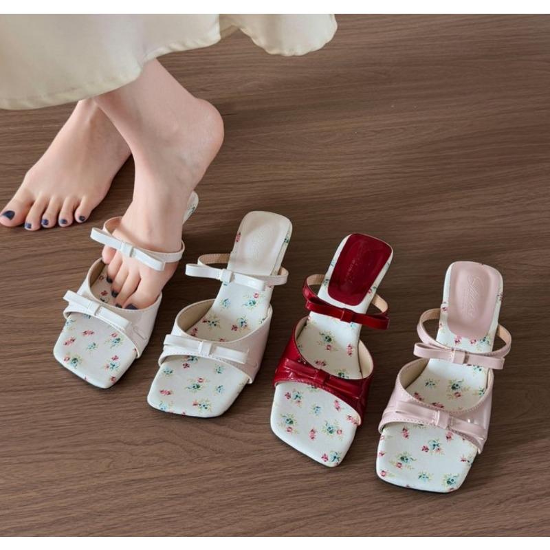 Fashion 2025 Summer Strange Style Heel Women Slippers Fashion Open Toe Butterfly-knot Ladies Dress Sandals Lazy Wedge Shoe